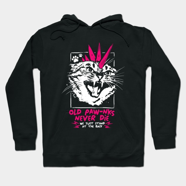 Old Punks Never Dies Funny Cat Paw graphic design Hoodie by A Comic Wizard